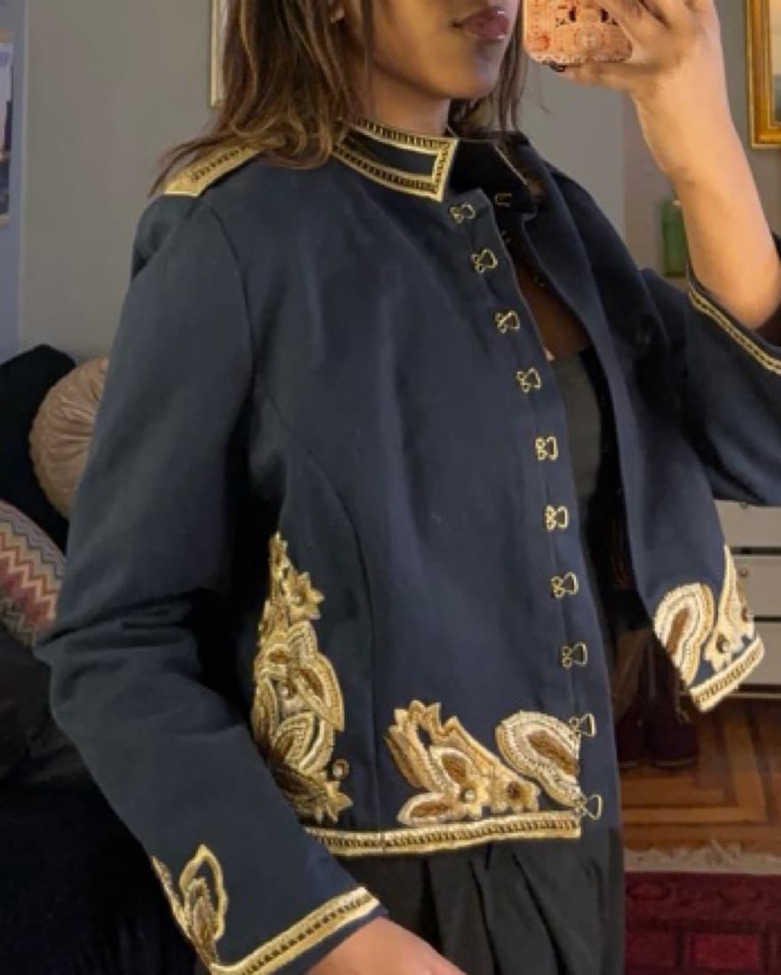Regal Navy and Gold Embroidered Jacket - Image 2