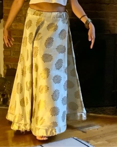 Silver Indian Lehenga Floral Skirt - Image 2