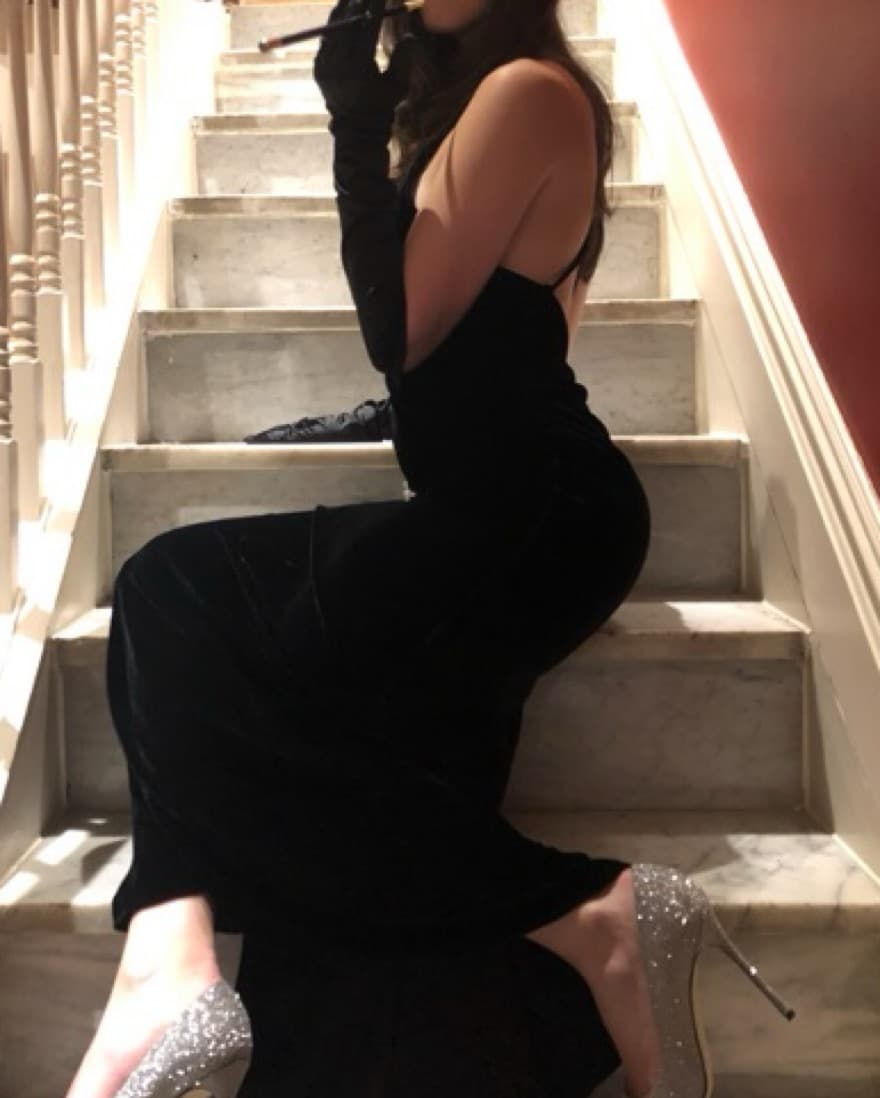Black Velvet Open Back Ref Dress - Image 2