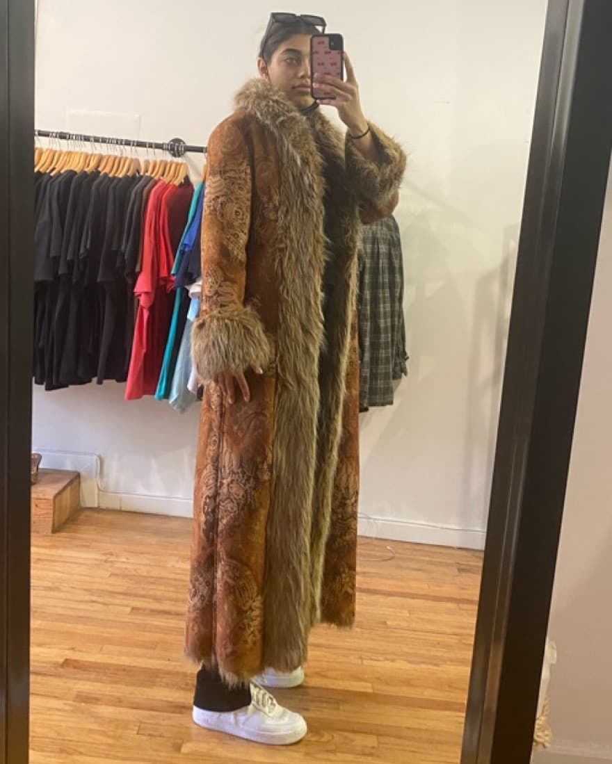 Vintage Long Fur Lined Coat - Image 2