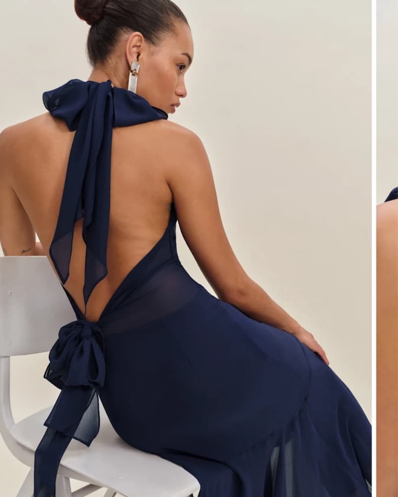 Reformation Navy Long Dress - Image 4