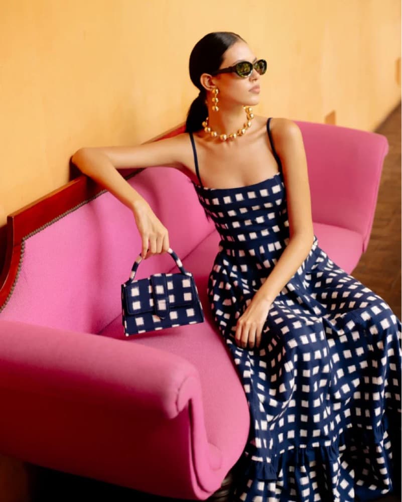 De Castro Moda Navy Checkmate Dress - Image 4