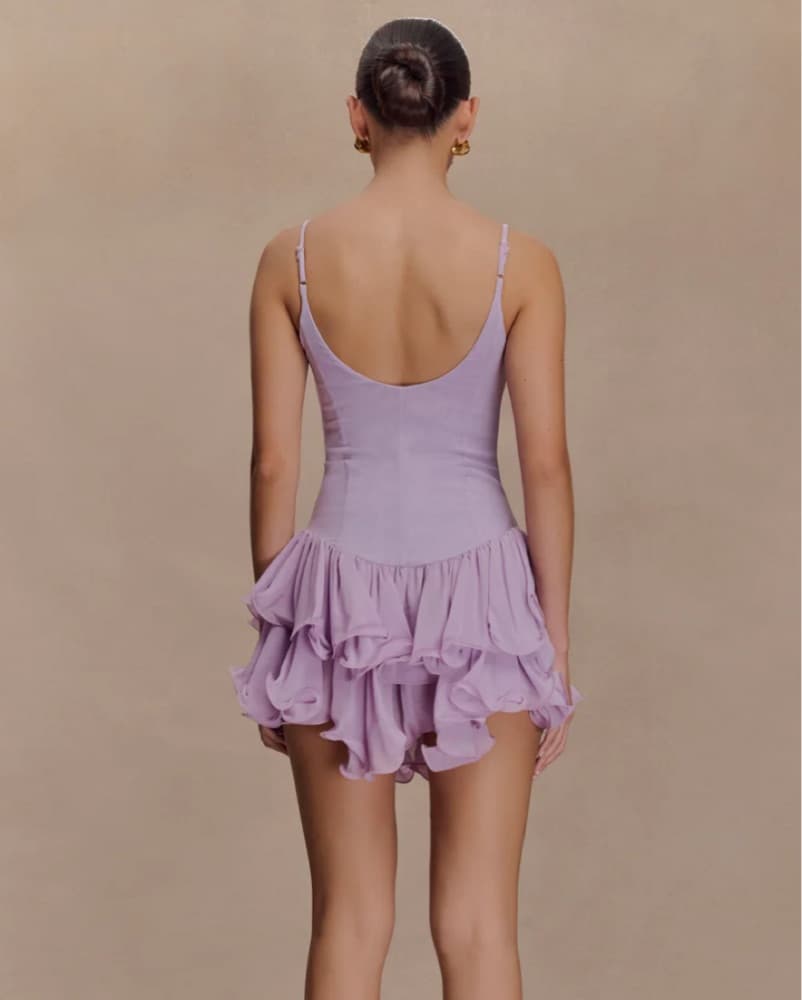 Calantha Ruffle Mesh Mini Dress - Image 2