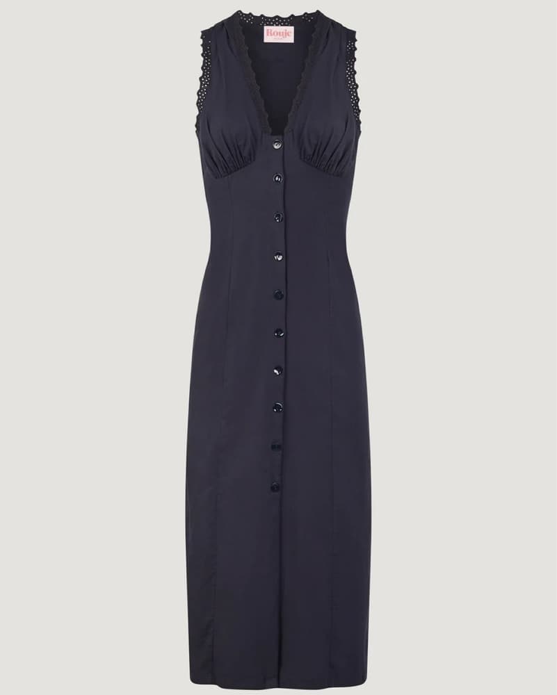 Elegant Navy Button-Down Midi Dress - Image 6