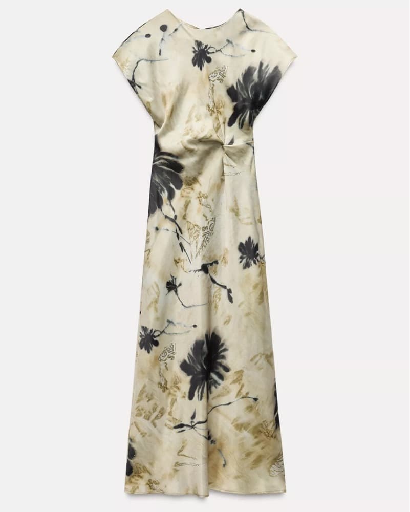 Zara Patterned Silk Midi Dress - Image 2
