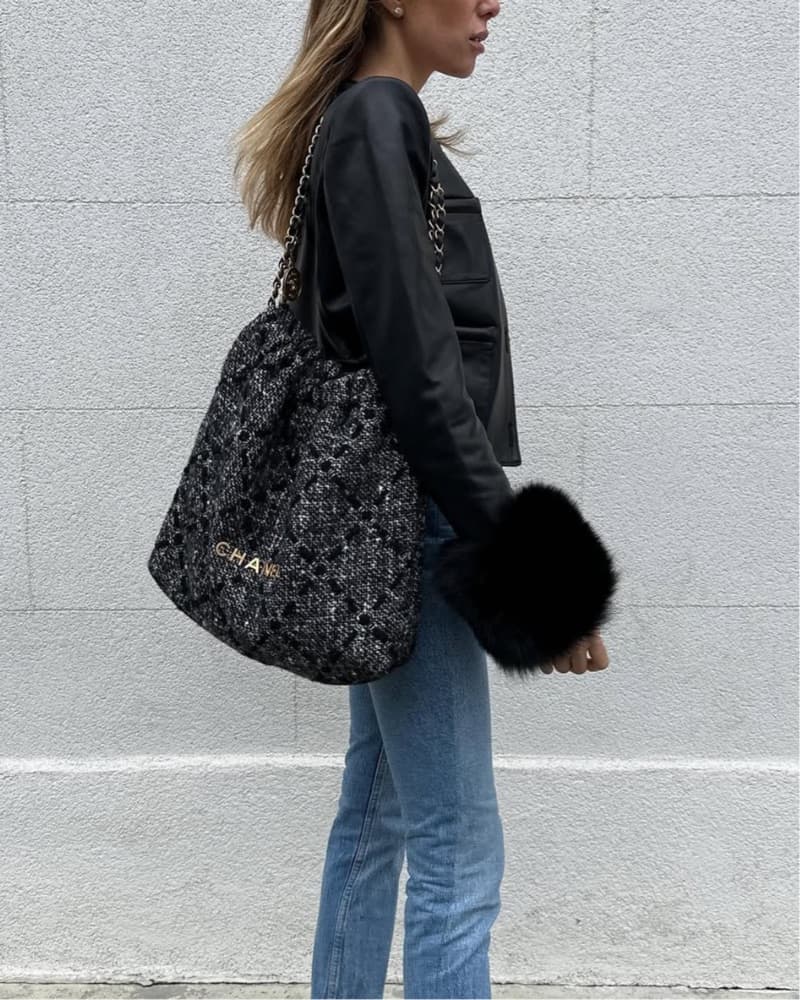 L Cuppini Black Leather Fur Jacket - Image 4