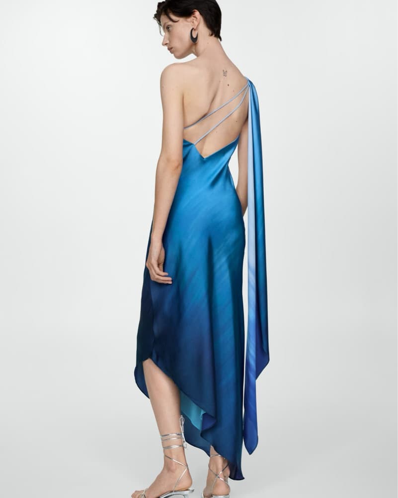 Mango Blue Asymmetrical Dress - Image 2