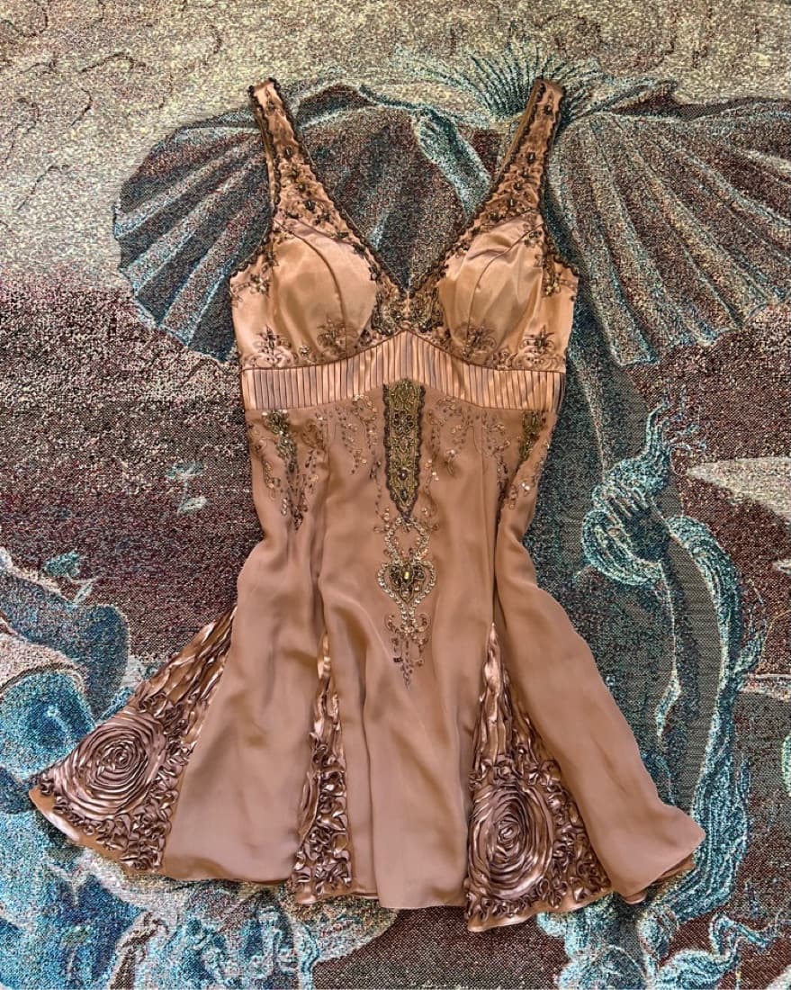 VINTAGE SUE WONG BEADED SHORT DRESS - Image 1
