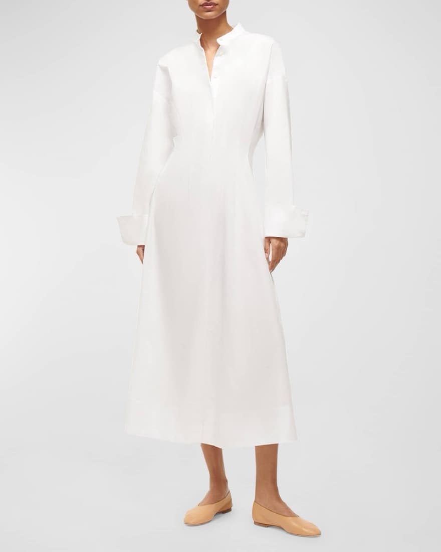 STAUD Long Sleeve Midi Shirt Dress - Image 2