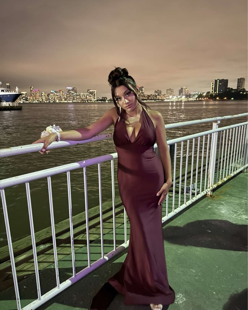 Elegant Burgundy Halter Gown - Image 4