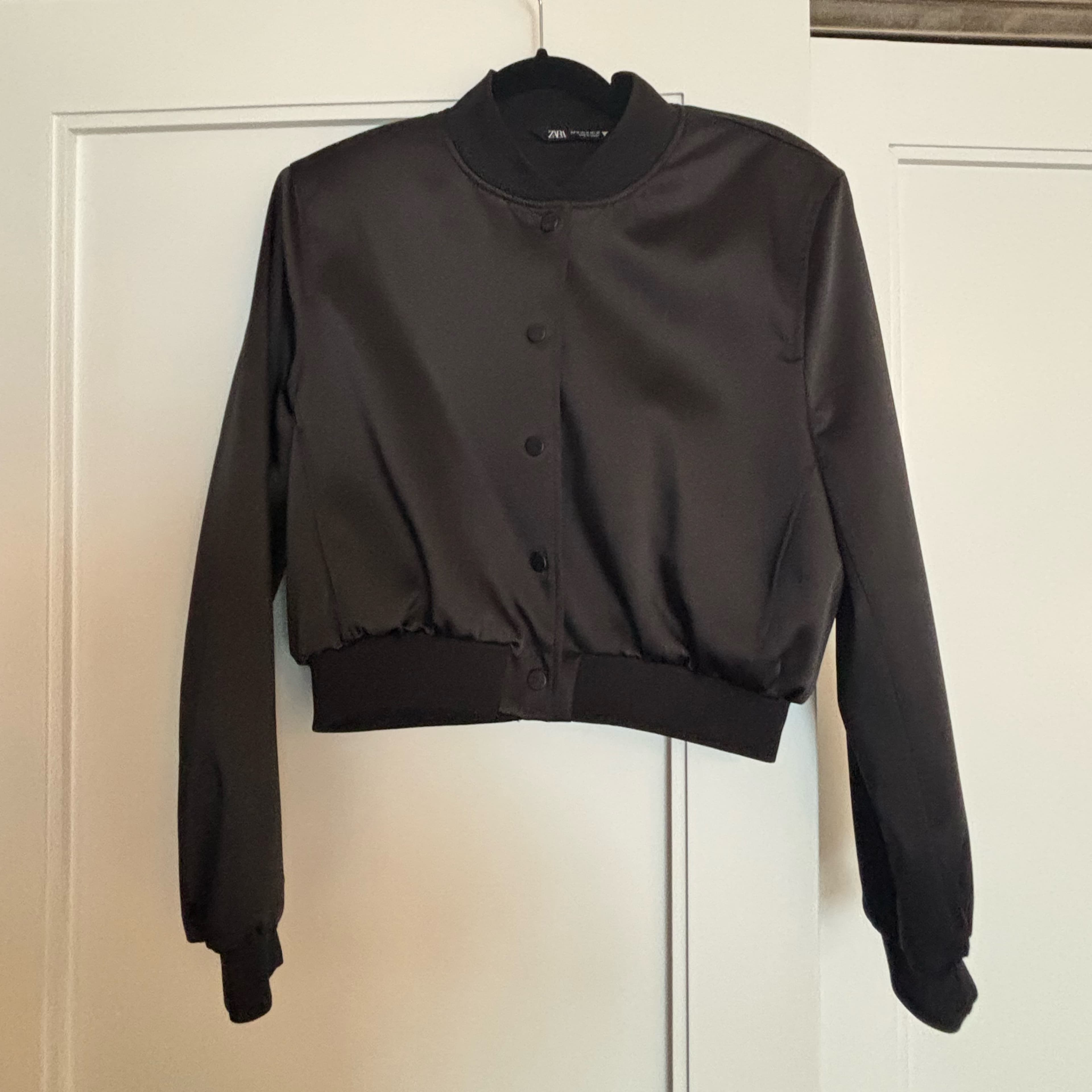 Zara Satin Button Bomber - Image 4