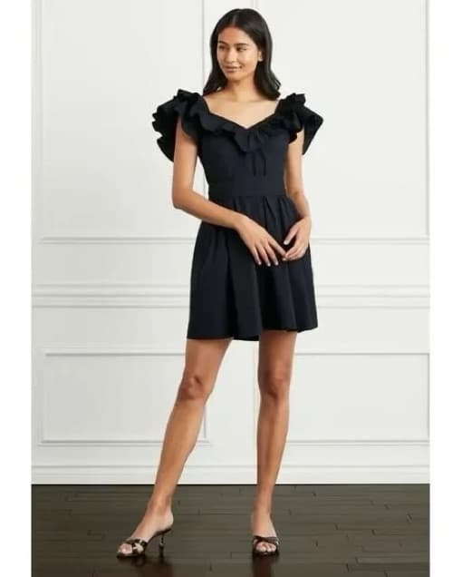 Hill House The Ana Dress In Black Poplin - Image 1