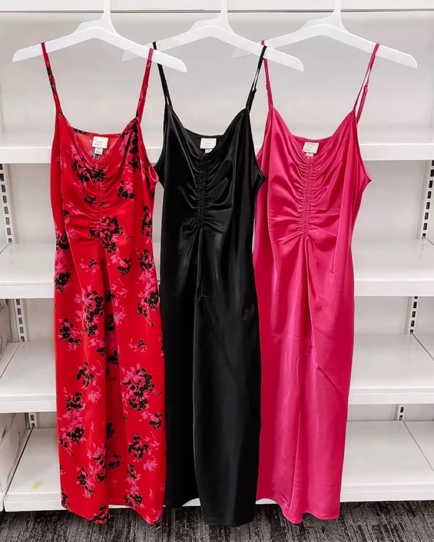 Red and Pink Satin Dress - Image 2