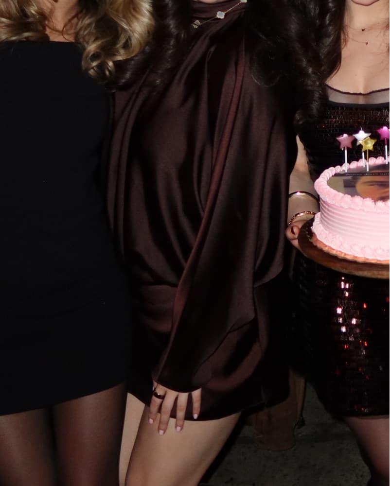 Brown Satin Mini Dress ZARA- Size Medium - Image 1