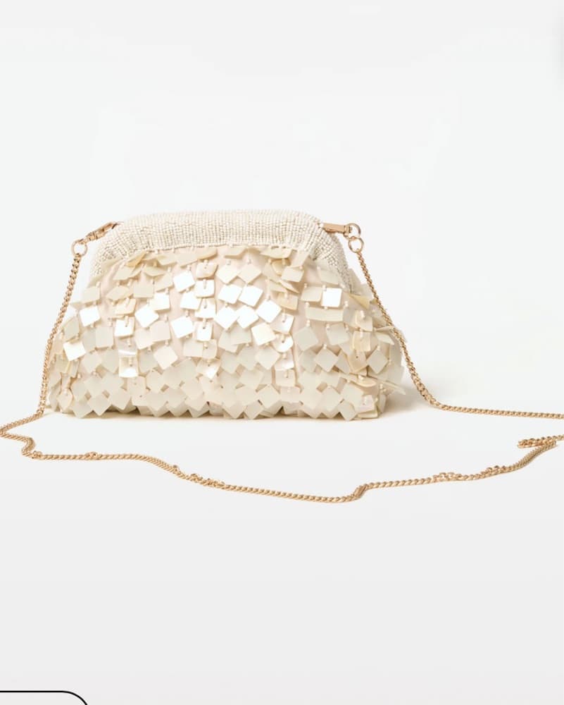 White Sequin Clutch - Image 2