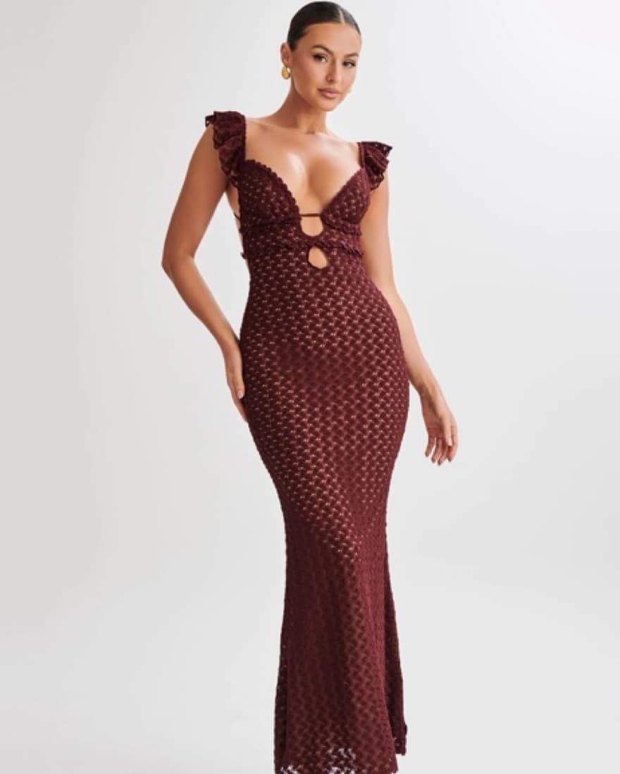 Ezra Lace Maxi Dress - Plum - Image 1