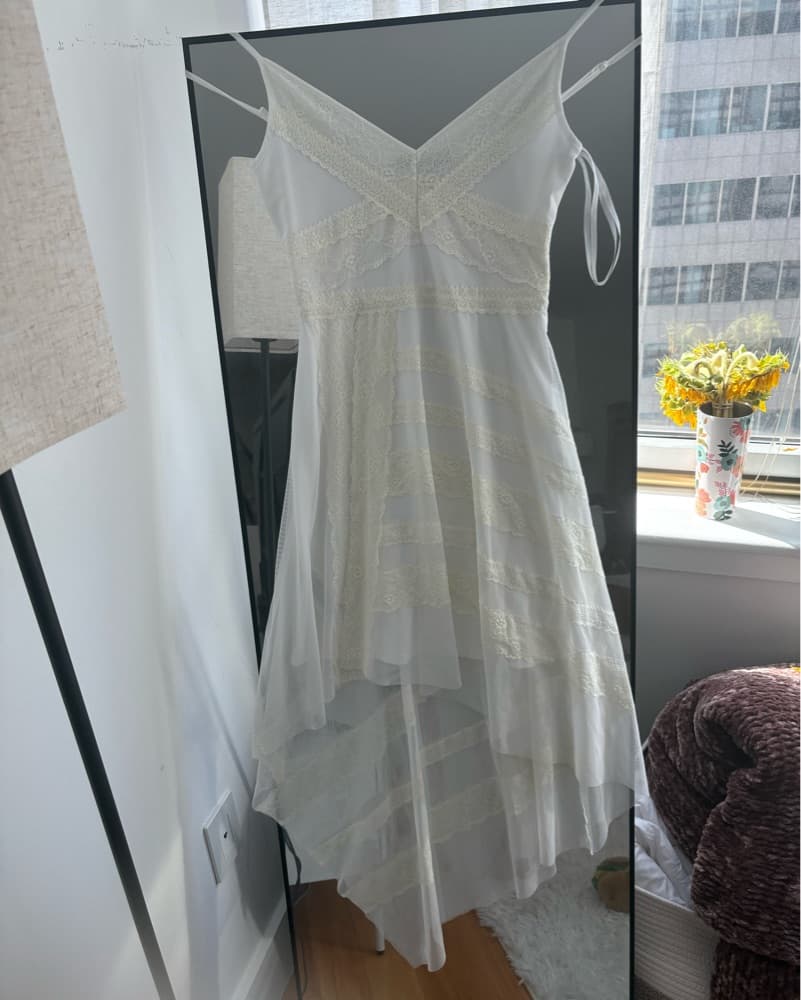 BCBGMAXAZRIA high-low lace trim dress - Image 1