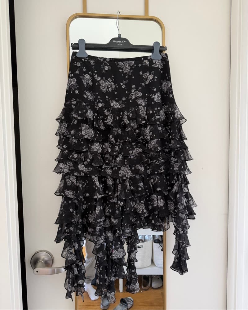 Floral Silk-Georgette Ruffle Skirt - Image 2