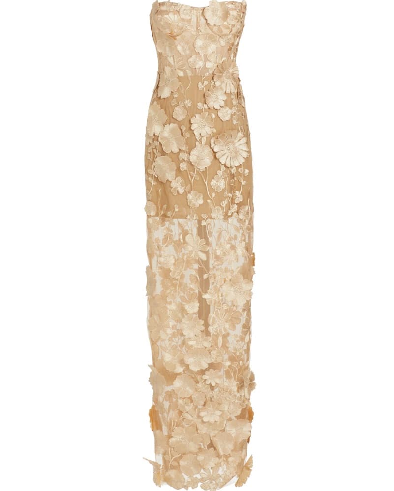 Elegant Floral Embroidered Gown - Image 1