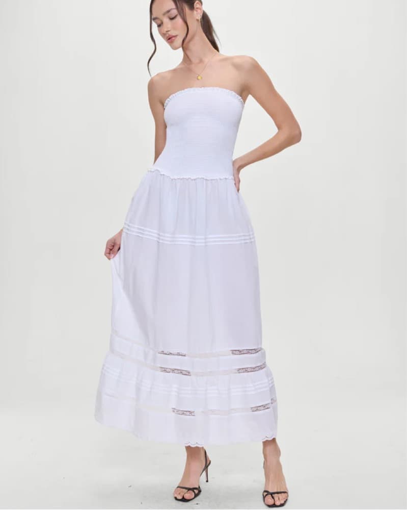 Frankies Bikinis White Eyelet Dress - Image 1
