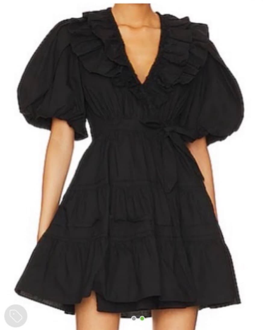 Exquisite Black Ruffle Puff Sleeve Mini Dress - Image 1