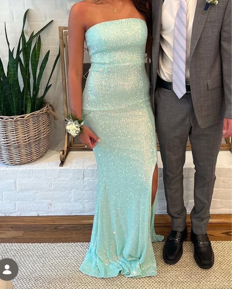 Sparkling Aqua Sequin Gown - Image 1