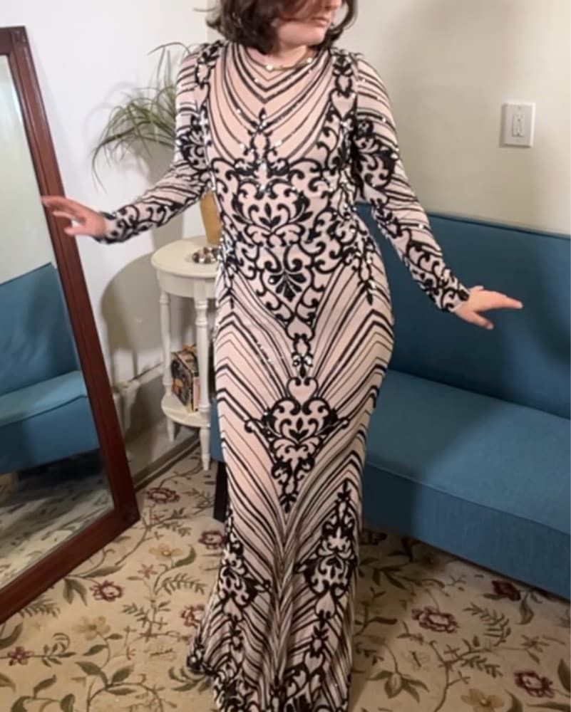 Sequin Printed Maxi Dress - Image 4