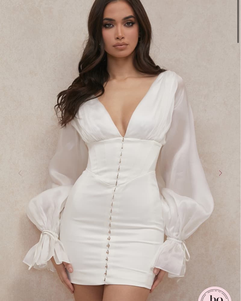 House Of CB Matilda Ivory satin Dress - Image 1