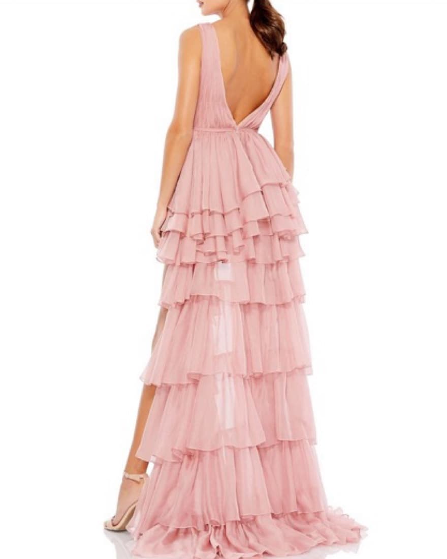 Double V Neck Hi Low Tiered Gown - Image 2