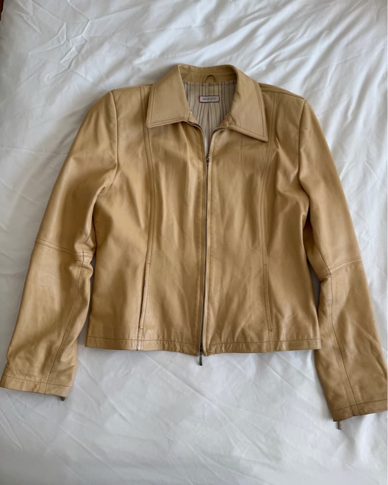 Vintage Yellow/tan Leather Jacket - Image 1