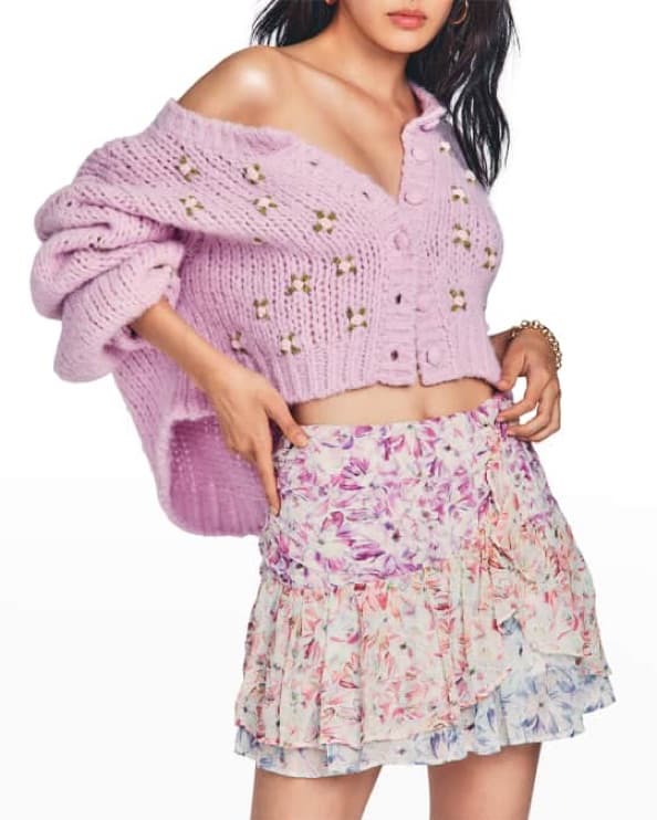 Loveshackfancy Rhodes Silk Mini Skirt - Image 2