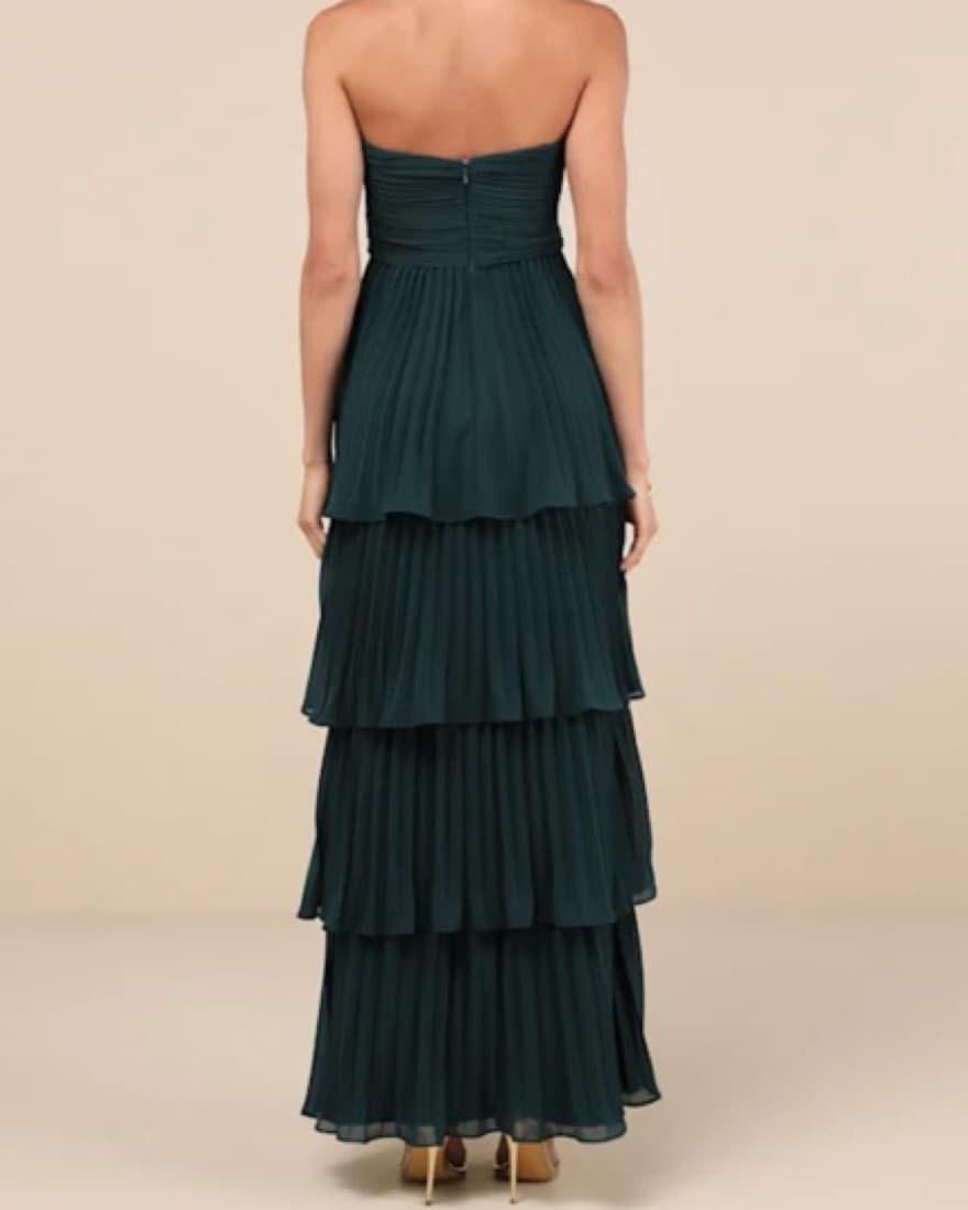 Tiered Dark Green Maxi Dress - Image 2