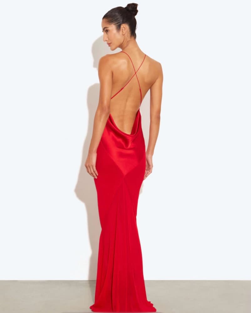 Rat & Boa Red Backless Lotus Gown - Image 1