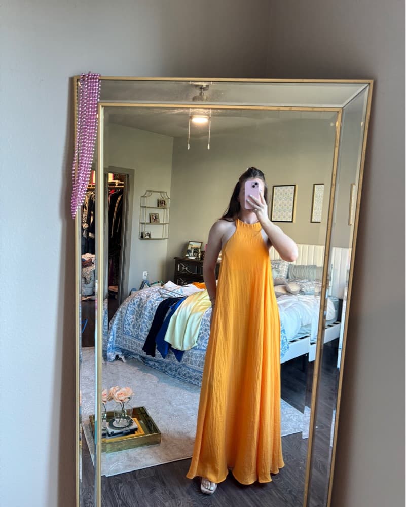 Orange Maxi Dress Open Back - Image 2