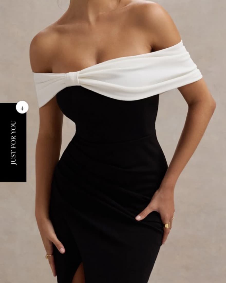 BLACK & WHITE BOW DETAIL MAXI DRESS - Image 5