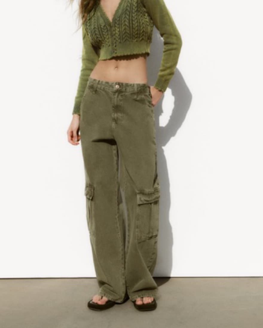 Zara Green Cargo Pants - Image 1
