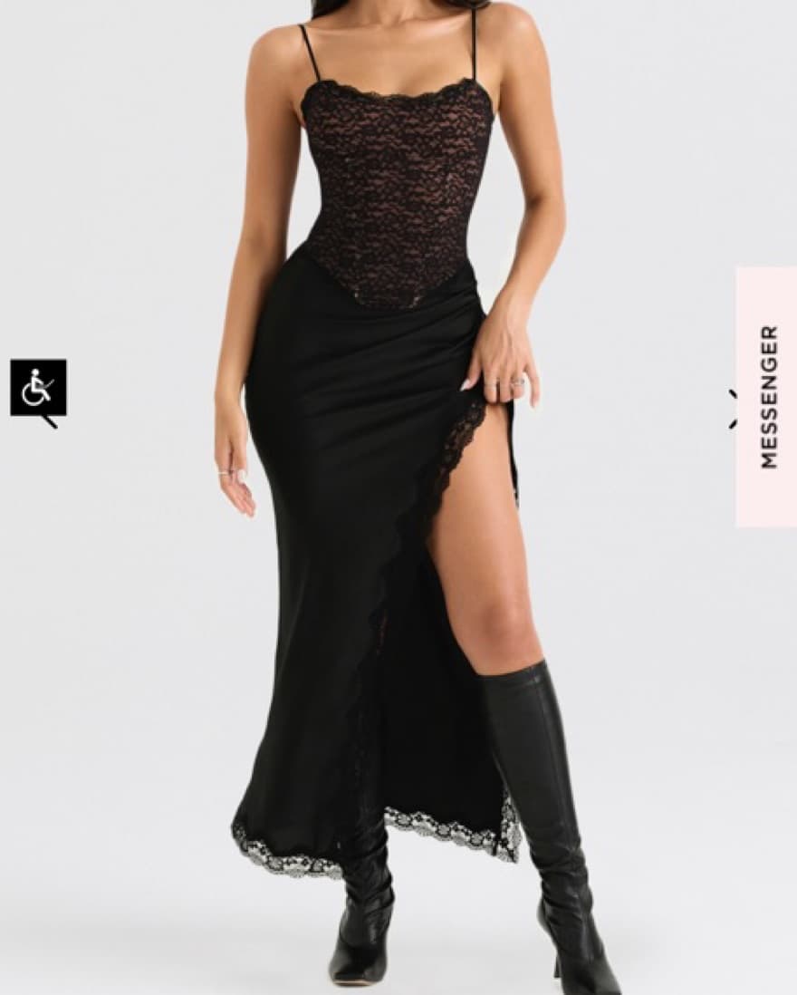 House of CB ruby lace satin skirt - Image 2