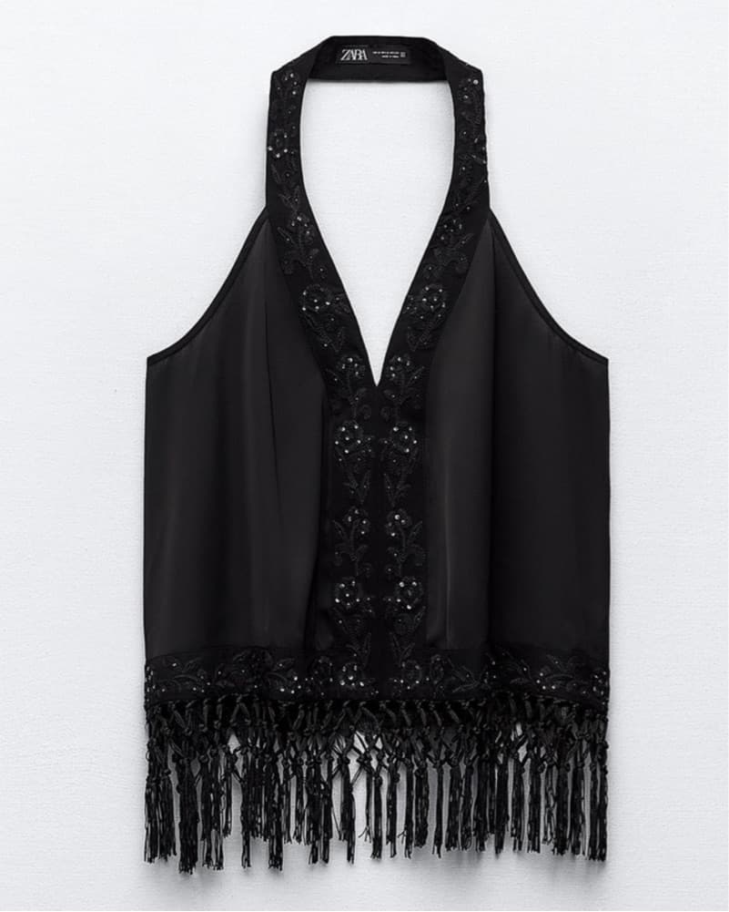 ZARA Fringe Halter Top - Image 3
