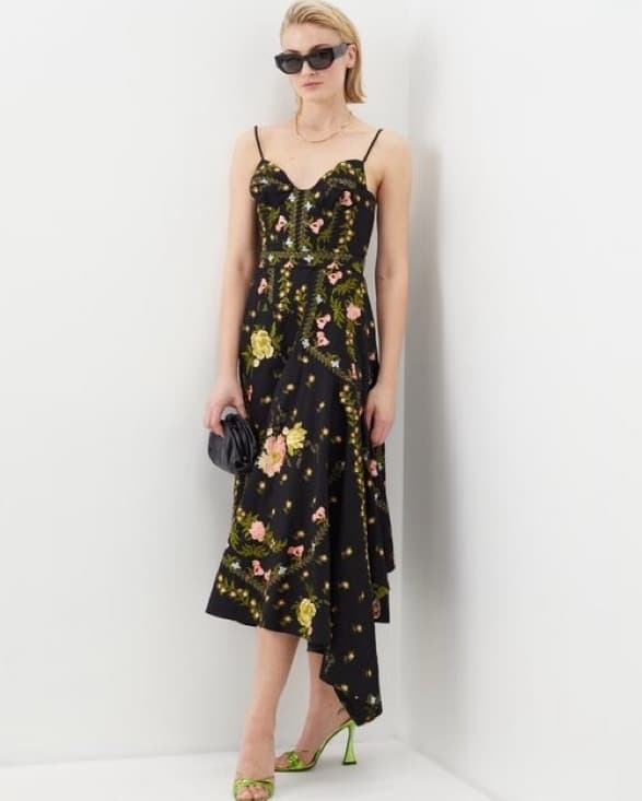 Erdem Black Floral Embroidered Dress - Image 1