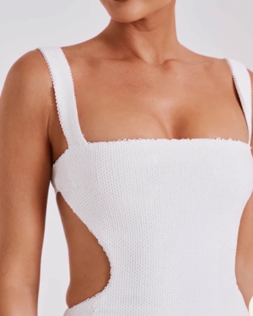 Sleek White Sequin Midi Dres - Image 3