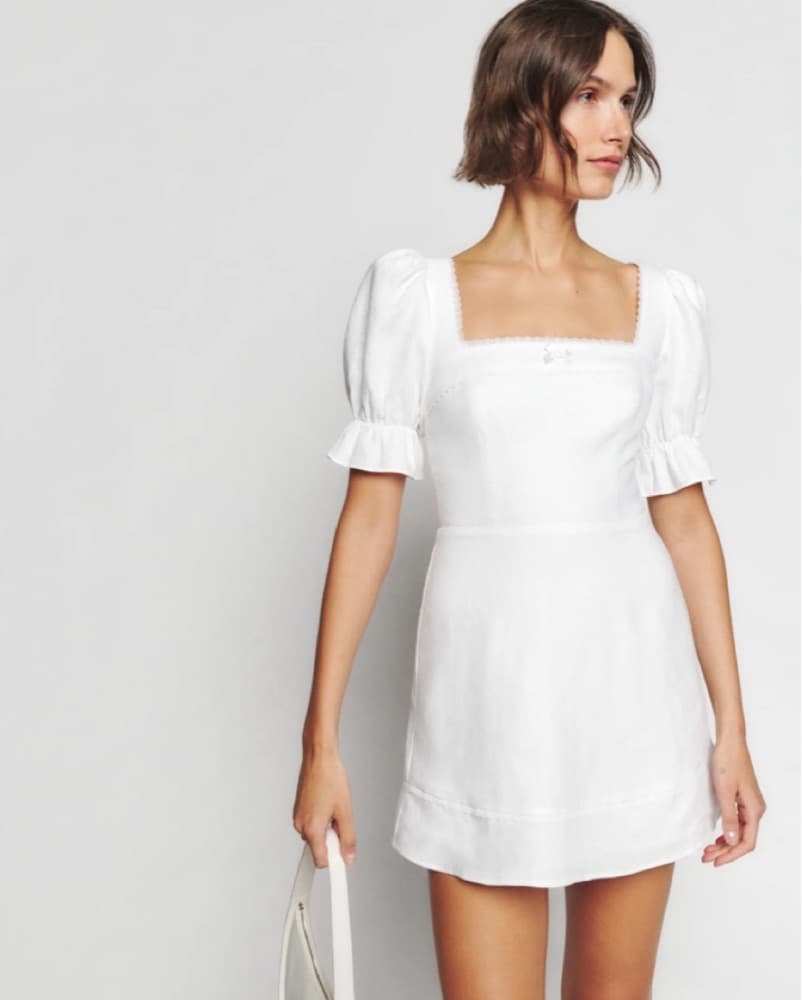 Reformation Evianna White Linen Dress - Image 3