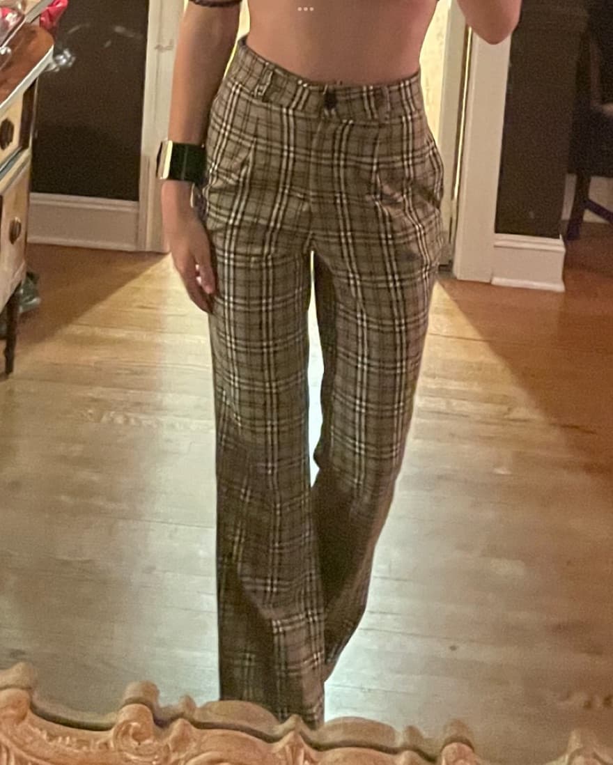 Plaid High-waisted Pants - Image 1