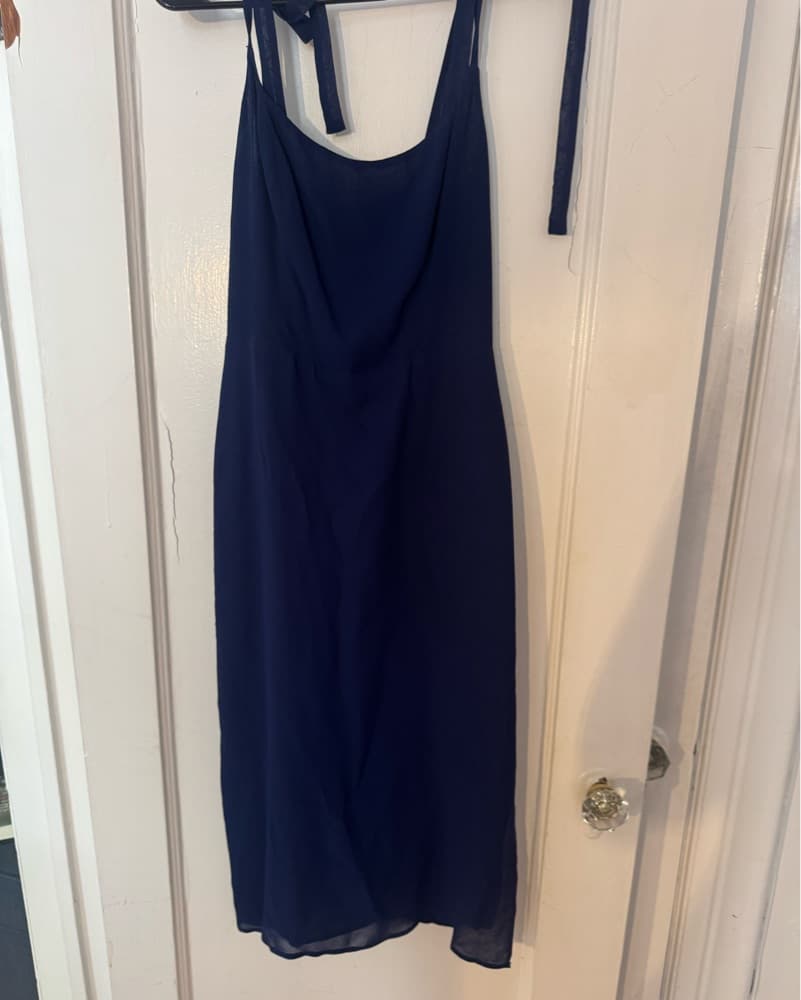 Blue Tie Reformation Cocktail Dress - Image 3