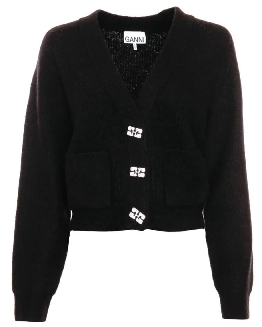 GANNI EMBELLISHED BLACK CARDIGAN - Image 1