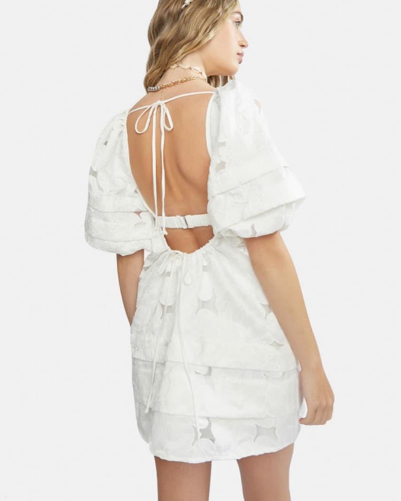 Open Back White Babydoll Mini Dress - Image 3