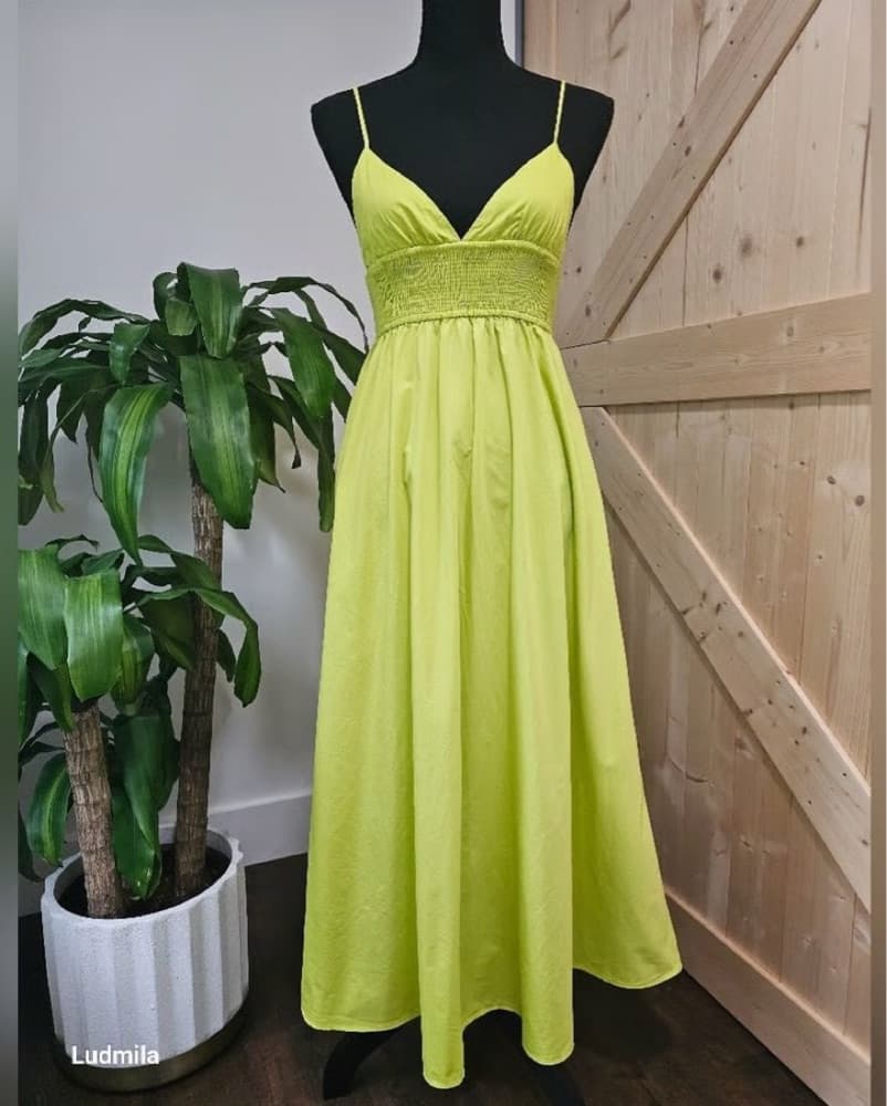 Zara Apple Green Poplin Dress - Image 3