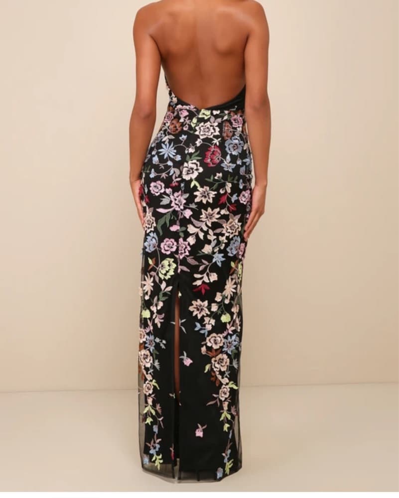 Floral Halter Maxi Dress - Image 4
