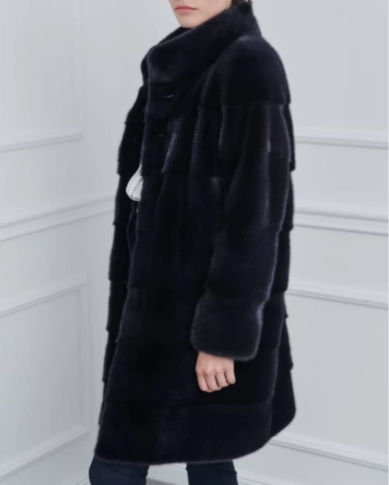 Dark Blue Mink Fur Coat - Image 2