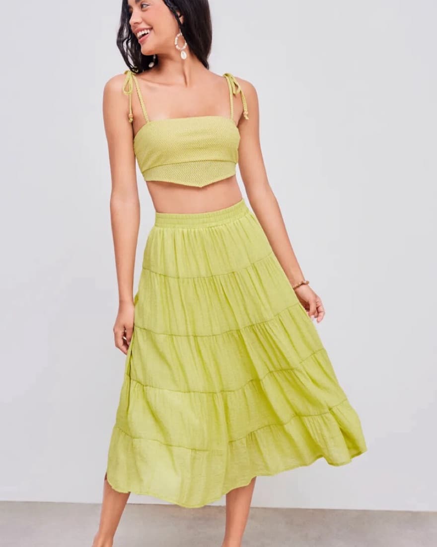 Beaded Crop Top & Ruffle Mid Skirt - Image 1