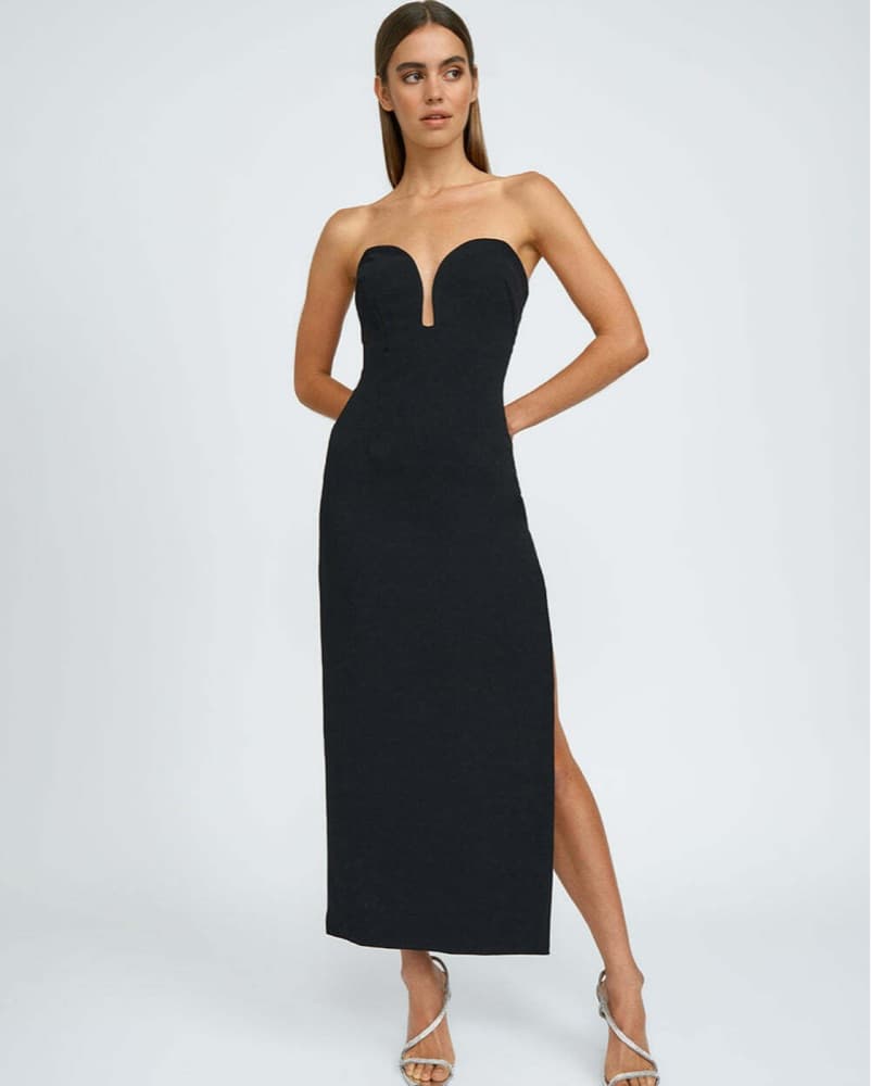 By Johnny Strapless Midi Dress Black - Image 4